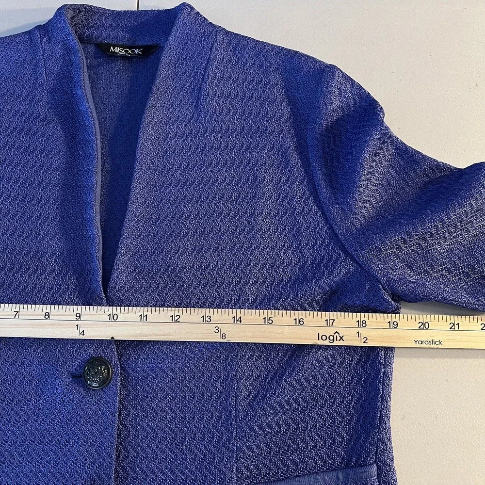 Misook Womens Cardigan Jacket‎ Blazer Crest Button Front Blue Size Small